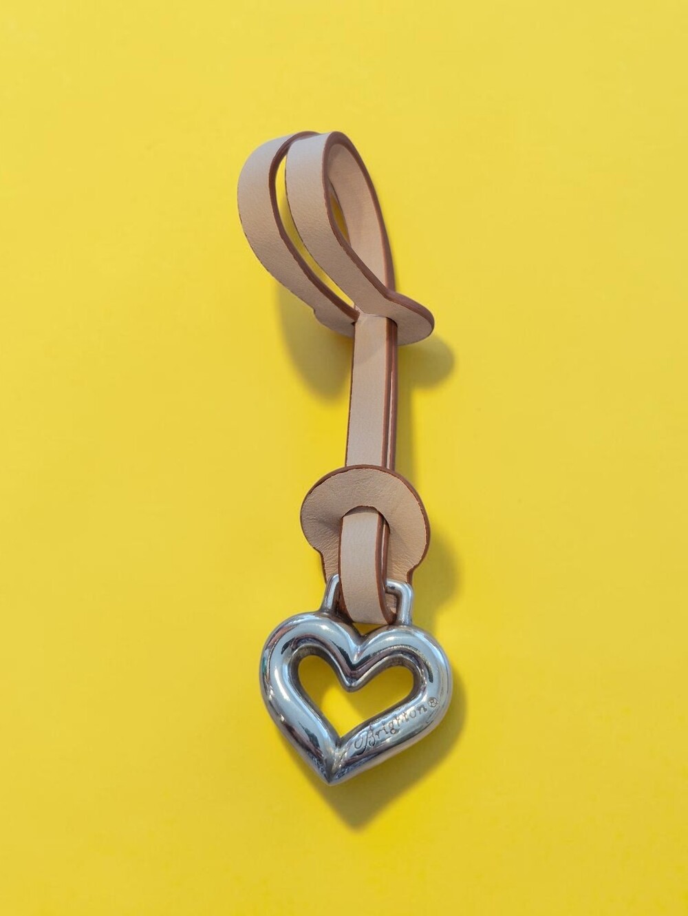 Brighton Heart Charm Leather Bag Strap in Nude
